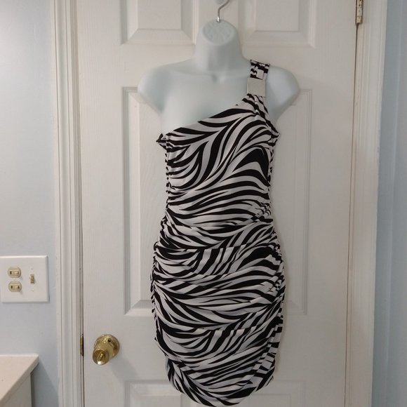 Sweet Storm Dresses & Skirts - 1 Shoulder Bodycon Dress Zebra Print Size M